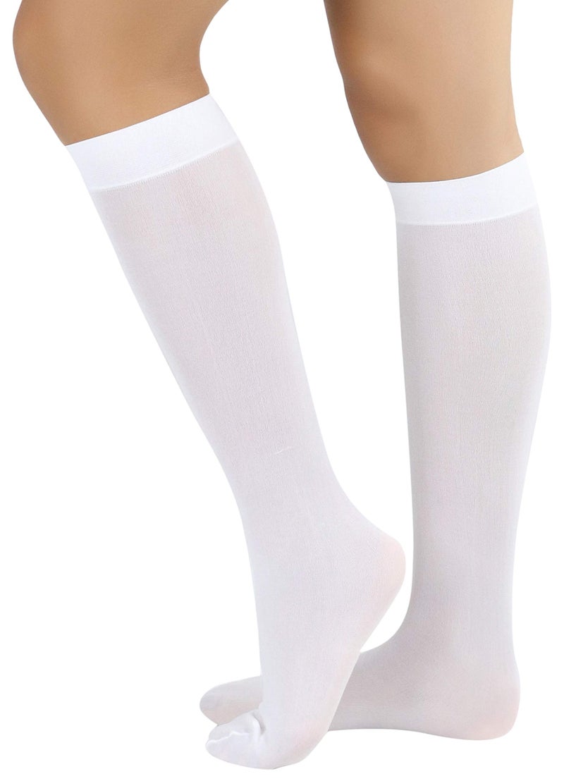ToBeInStyle Women's Nylon Knee High Opaque Socks - White - One Size - Image 3